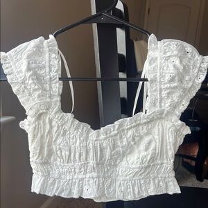 Princess Polly White Eyelet Ruffle Crop Top